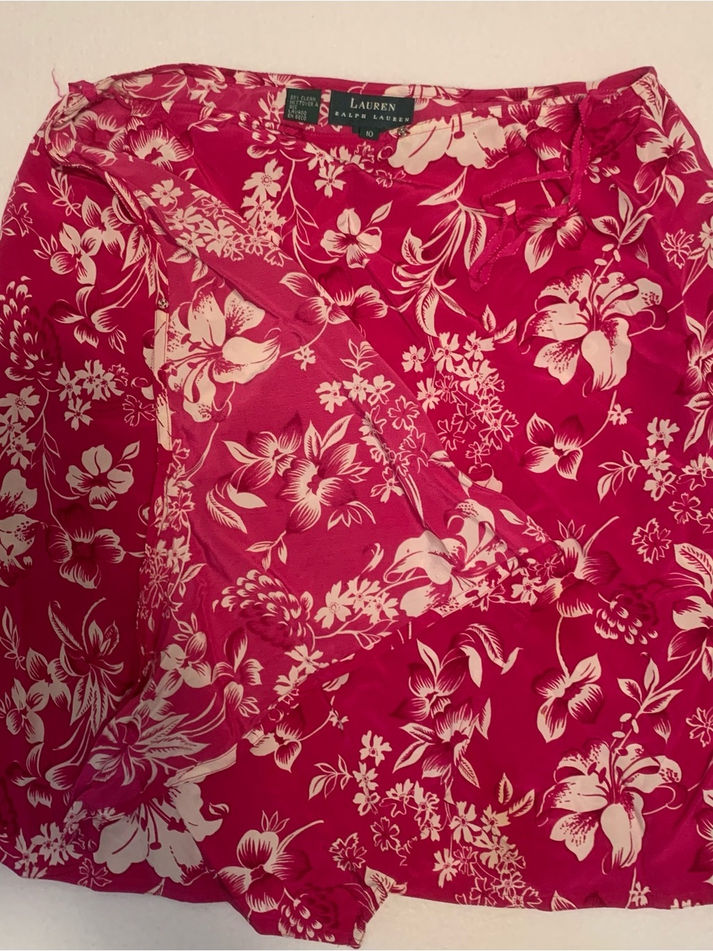 Lauren Ralph Lauren Rose-Pink Floral Wrap Skirt Silk Chiffon Ladies Size 10